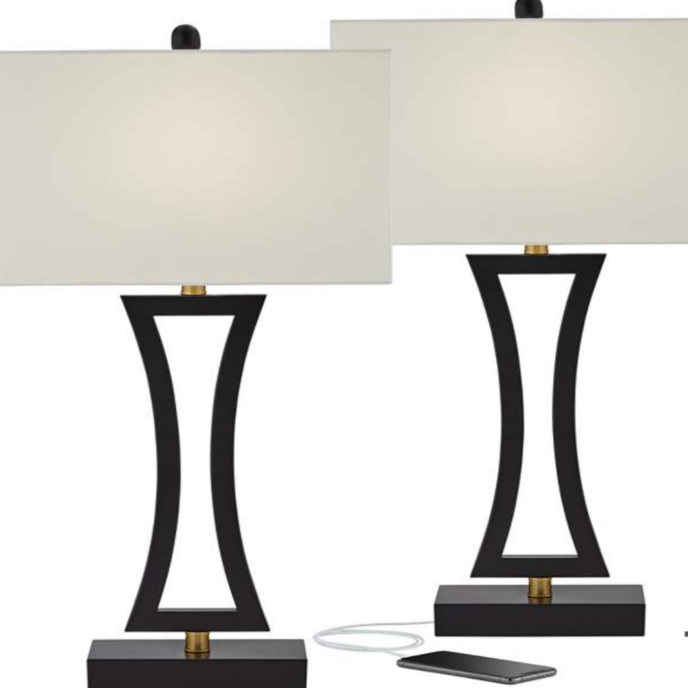COPY - BEAUTIFUL SET OF 2-USB - ENERGY SAVING, 31'TALL TABLE LAMPS